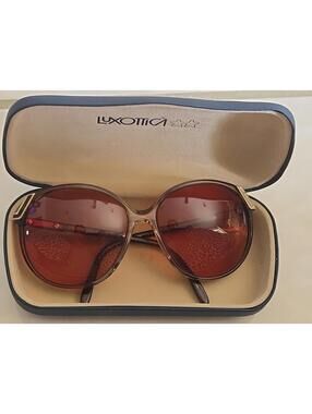 Vintage Luxottica Ocean Brown 1304 Made In Italy Oversized FRAMES w CASE